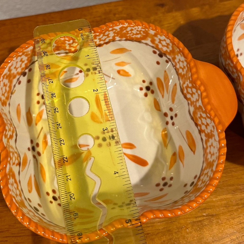 Set of 2 Ramikins Oven Ware Bake Ware Temp tations Tara Orange Old World - Picture 4 of 5